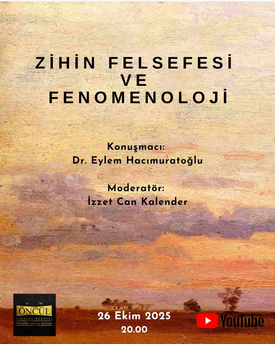 📌 Çalışmalarına Mimar Sinan Güzel Sanatlar Üniversitesi’nde devam eden Dr. Eylem Hacımuratoğlu, 26 Ekim Pazar günü saat 20.00’de YouTube kanalımızda konuğumuz olacaktır. İlgili herkesi bekleriz! <a href="/e_hacimuratoglu/">eylem hacımuratoğlu</a> <a href="/ikalender2/">İzzet C. Kalender</a>

Hatırlatıcı: youtube.com/live/NyrHzBrzC…