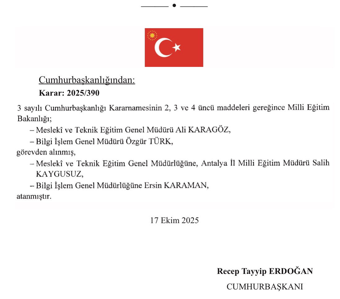 Salih Kaygusuz (@skaygusuz) on Twitter photo Cumhurbaşkanımız Sayın <a href="/RTErdogan/">Recep Tayyip Erdoğan</a>’ın tensipleri, Millî Eğitim Bakanımız Sayın <a href="/Yusuf__Tekin/">Yusuf Tekin</a> ’in takdirleriyle Mesleki ve Teknik Eğitim Genel Müdürlüğü görevine atanmanın onurunu yaşıyorum.
Güvenlerinden dolayı şükranlarımı sunuyorum. Rabb’im hayırla hizmet etmeyi nasip eylesin.🇹🇷 Cumhurbaşkanımız Sayın <a href="/RTErdogan/">Recep Tayyip Erdoğan</a>’ın tensipleri, Millî Eğitim Bakanımız Sayın <a href="/Yusuf__Tekin/">Yusuf Tekin</a> ’in takdirleriyle Mesleki ve Teknik Eğitim Genel Müdürlüğü görevine atanmanın onurunu yaşıyorum.
Güvenlerinden dolayı şükranlarımı sunuyorum. Rabb’im hayırla hizmet etmeyi nasip eylesin.🇹🇷