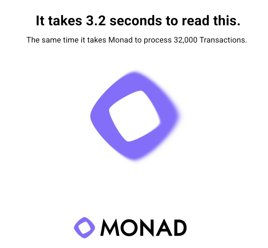 Monad 💭

⮕ 10, 000 TPS

⮕ Compatible with Ethereum

⮕ Faster than Solana

⮕ Backed by Paradigm and Coinbase