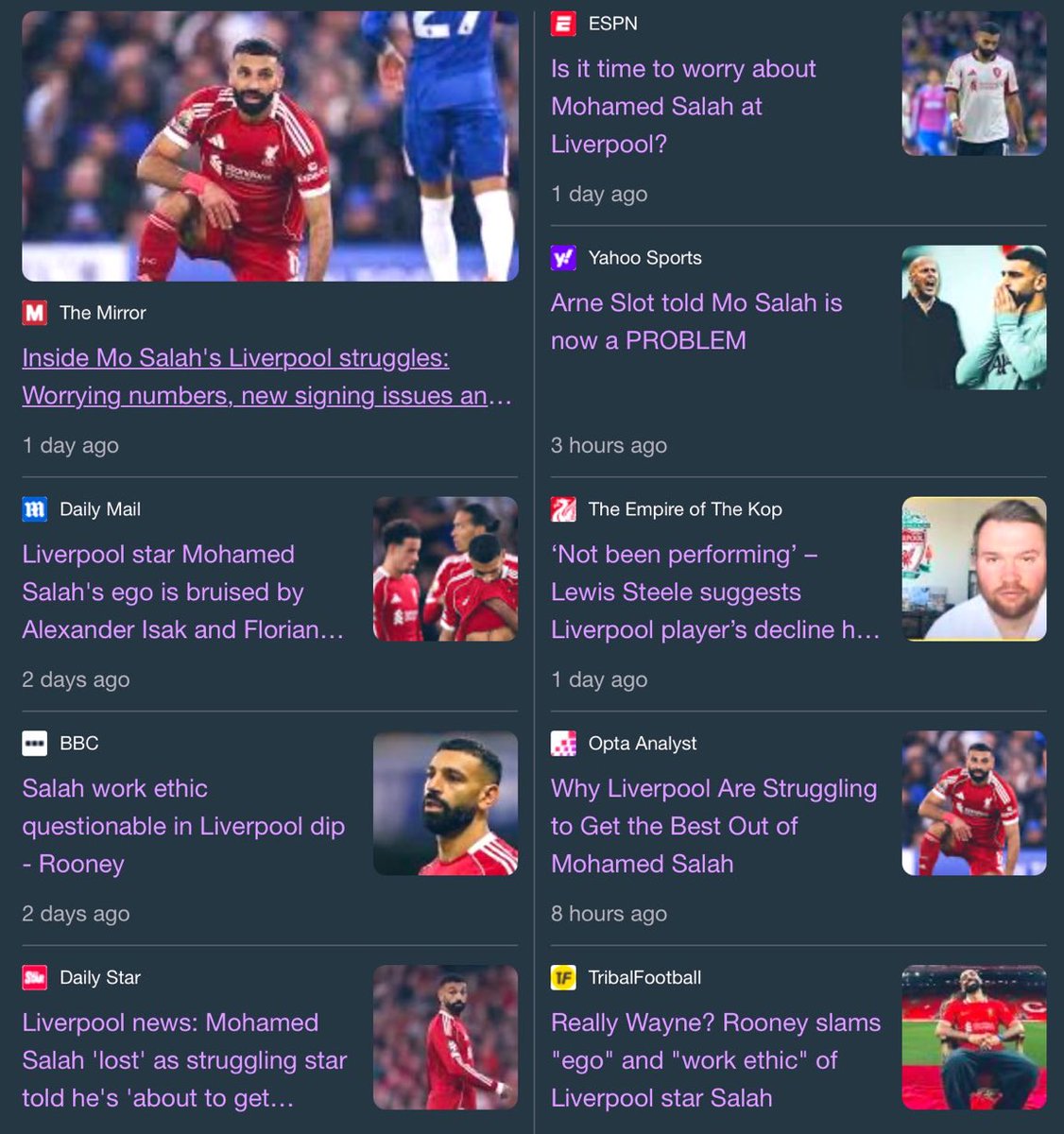 In the PL:

Palmer 1 non-pen goal in his last 19 games
Saka 1 non-pen goal in his last 13 games
Salah 1 non-pen goal in his last 7 games

Saka 0 assists in his last 19 games
Palmer 0 assists in his last 9 games
Salah 0 assists in his last 2 games

The media protects and targets.