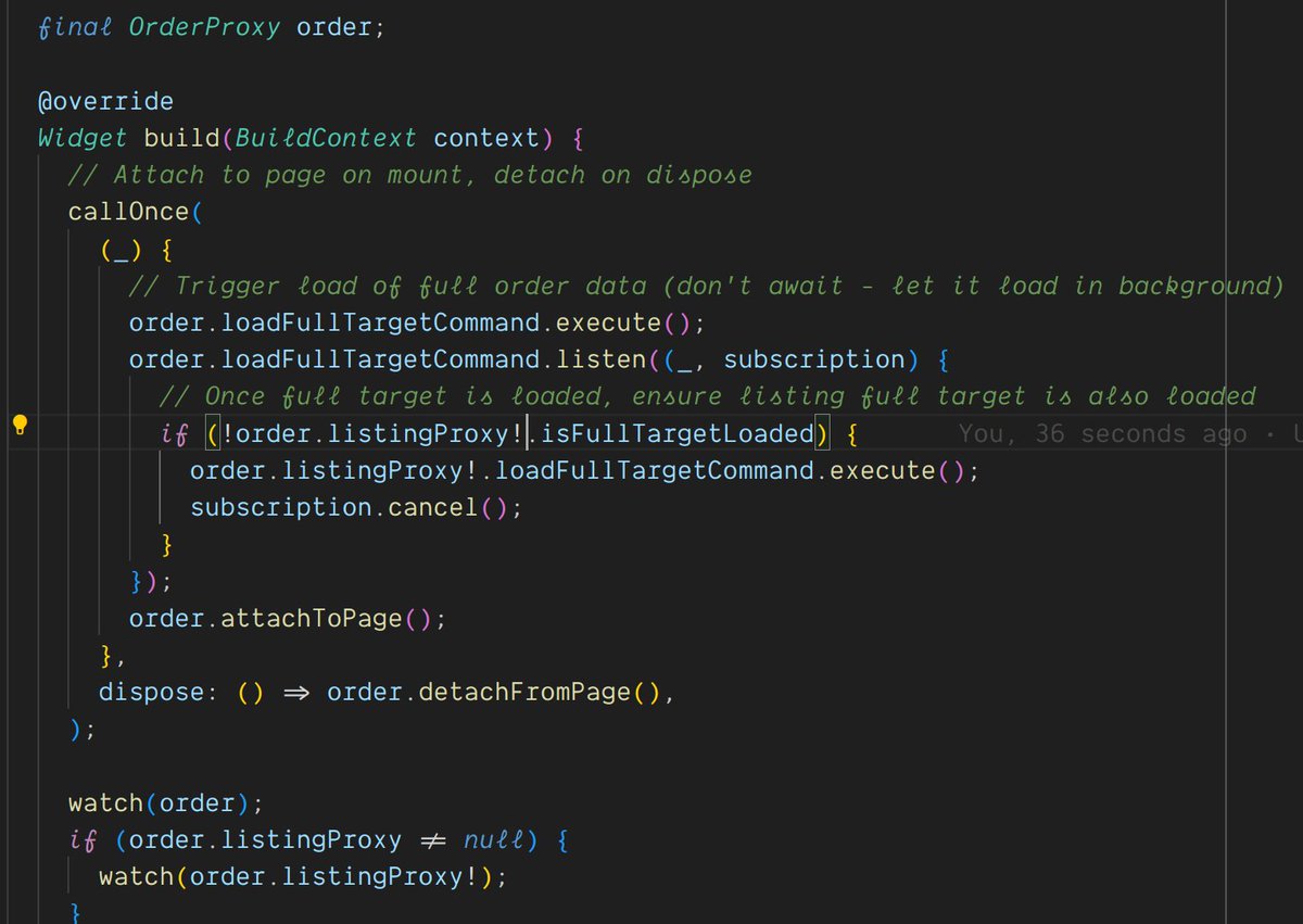 ThomasBurkhartB's tweet image. some reactive beauty that you can do with watch_it and command_it in a #Flutter StatelessWidget