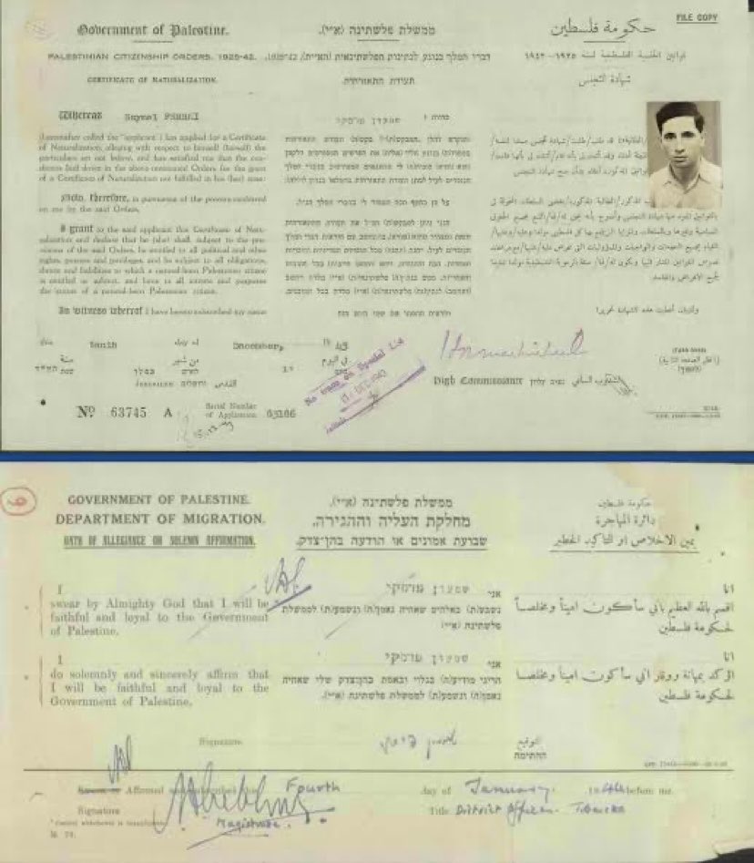 Bu belgeyi bütün dünya görmeli.

İsrail Cumhurbaşkanı Şimon Peres, 1937’de Filistin vatandaşlığı almak için başvuruda bulunmuştu. İşte belgesi

Belarus'tan Filistin'e geldiğinde bir çiftçiydi.
Belgelerde, "Filistin hükümetine sadık ve bağlı kalacağıma yemin ederim" diyor.