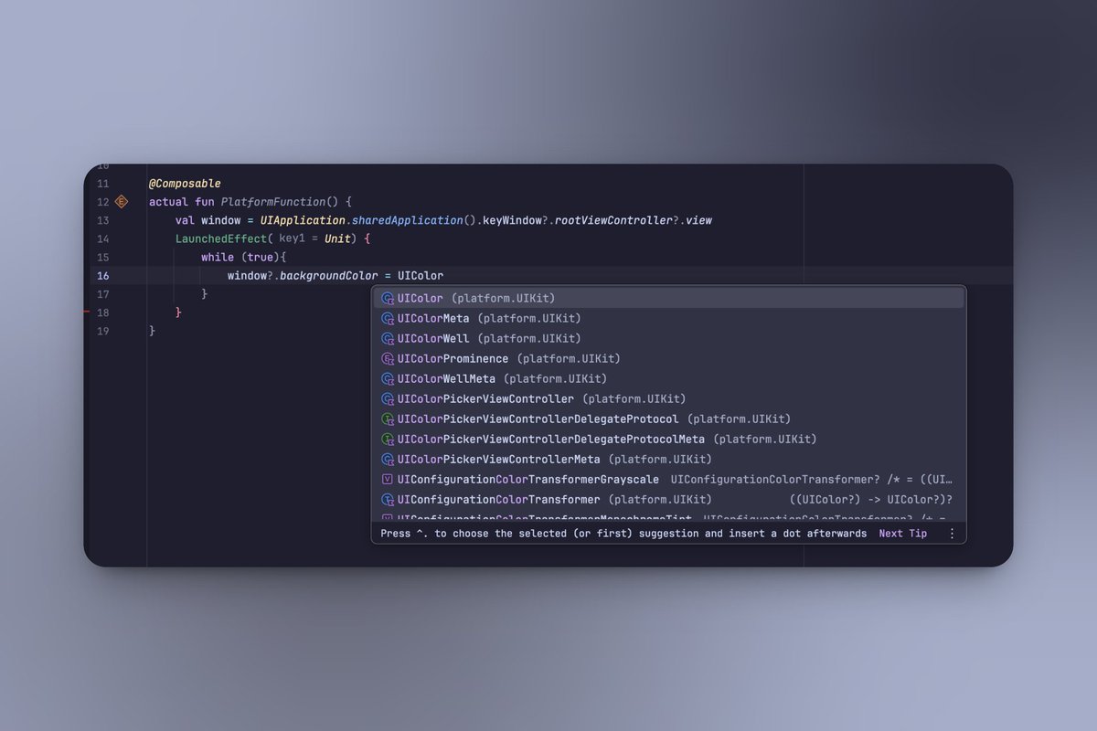 TahaTesser's tweet image. It feels something else when you can call UIKit API in an iOS folder in #Kotlin Multiplatform under Android Studio