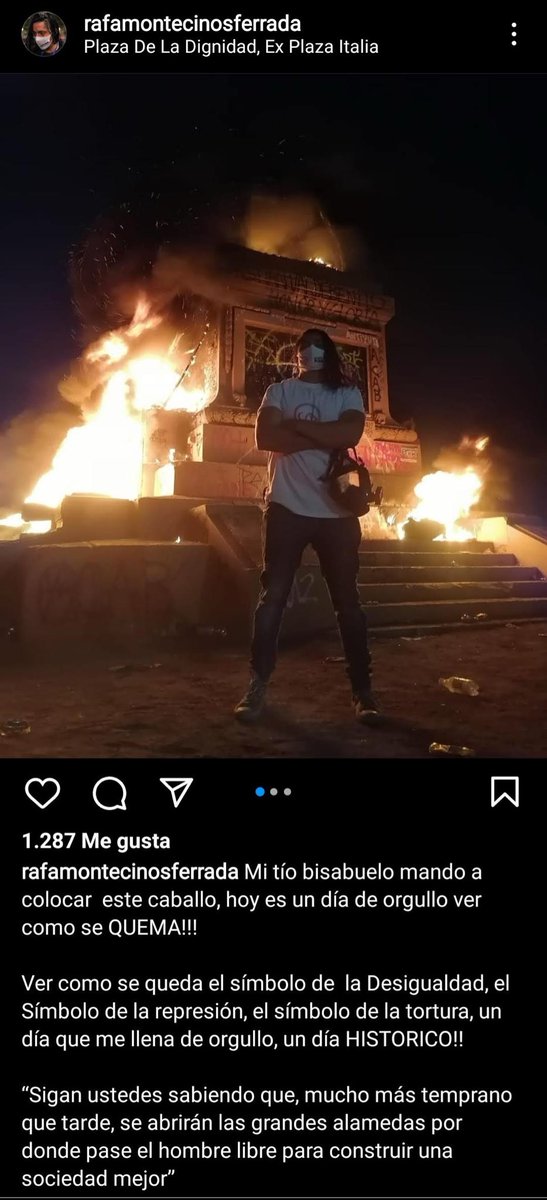 LuisCarrilloSA's tweet photo. En este aniversario del #EstallidoDelictual nunca olvidemos a quienes ocasionaron tanto daño a nuestro país y a la Plaza #Baquedano 

Pese a que ocultaste las imágenes siempre te las voy a recordar Rafael Montecinos, Pelado Vade y Sensual Spiderman 

RT para nunca olvidar https://t.co/1epjqXvekW