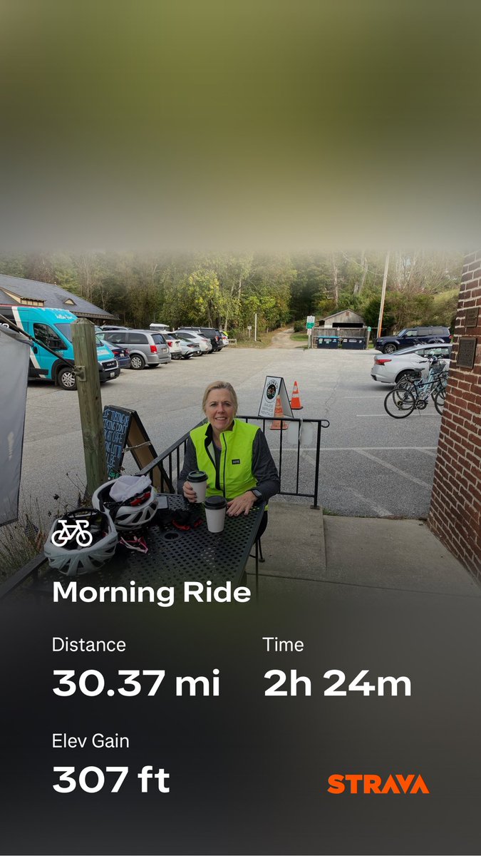 Keeping with my European identity, I stopped in Monkton for coffee on the way home on my morning ride. I so enjoyed biking in Spain. #bikehappy