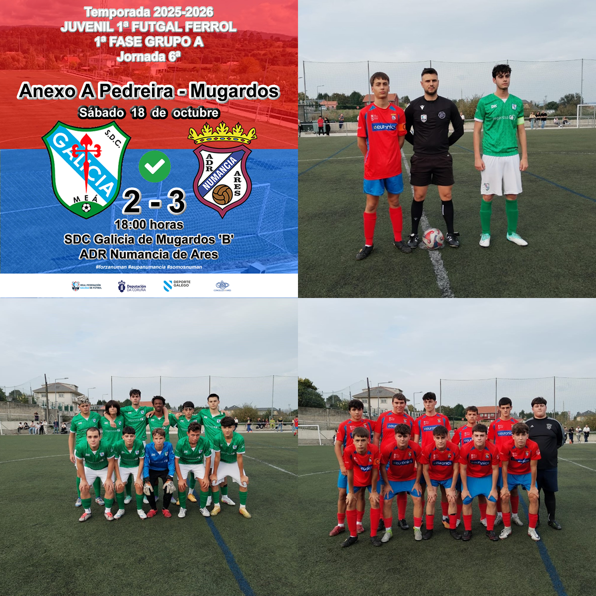 #Juvenilese. ADC Galicia de Mugardos 'B', 2 - ADR Numancia de Ares, 3