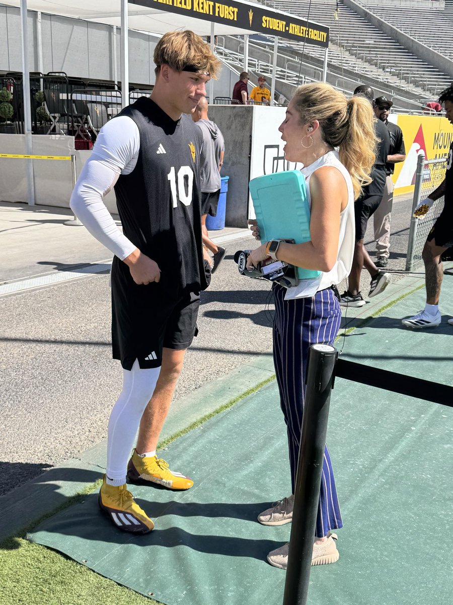 ASU QB Sam Leavitt looked fluid in warm ups.  Sold out crowd. <a href="/FOX10Phoenix/">FOX 10 Phoenix</a> <a href="/ASUFootball/">Sun Devil Football</a>
