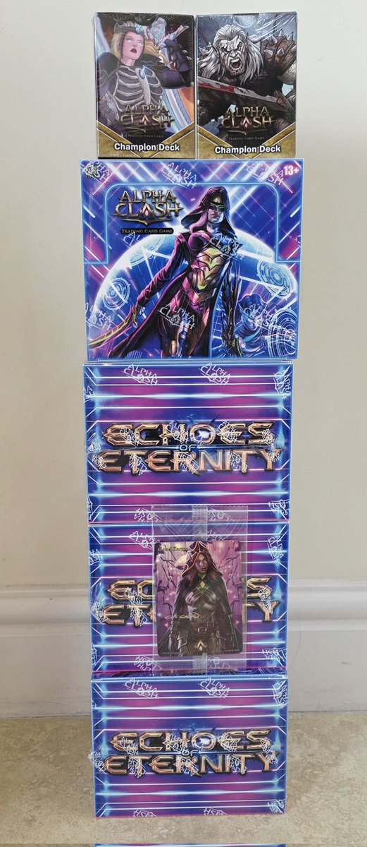 TheGravecrawler's tweet photo. Echoes of Eternity is the best @AlphaClashTCG set ever! Brilliant theme, fun sealed environment and an amazing jumping on point for new players. Also don't get me started on how much I love the Champion deck. They honor players and are showing how #alphaclash is player first! https://t.co/xbxFpwXOI2