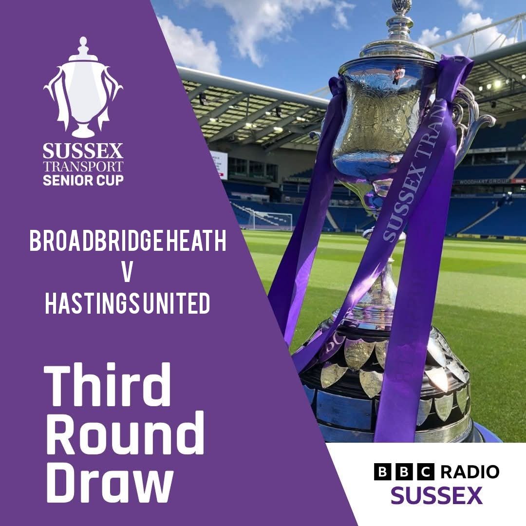 𝗦𝗨𝗦𝗦𝗘𝗫 𝗦𝗘𝗡𝗜𝗢𝗥 𝗖𝗨𝗣 𝗗𝗥𝗔𝗪

We have been drawn AWAY to <a href="/thebearsbbhfc/">BroadbridgeHeath FC</a> in the Third Round of the <a href="/SussexTransport/">Sussex Transport - Haulage, Lifting & Storage</a> <a href="/SussexCountyFA/">Sussex County FA ⚽️</a> Senior Cup

Watch this space for more details

#COYU
