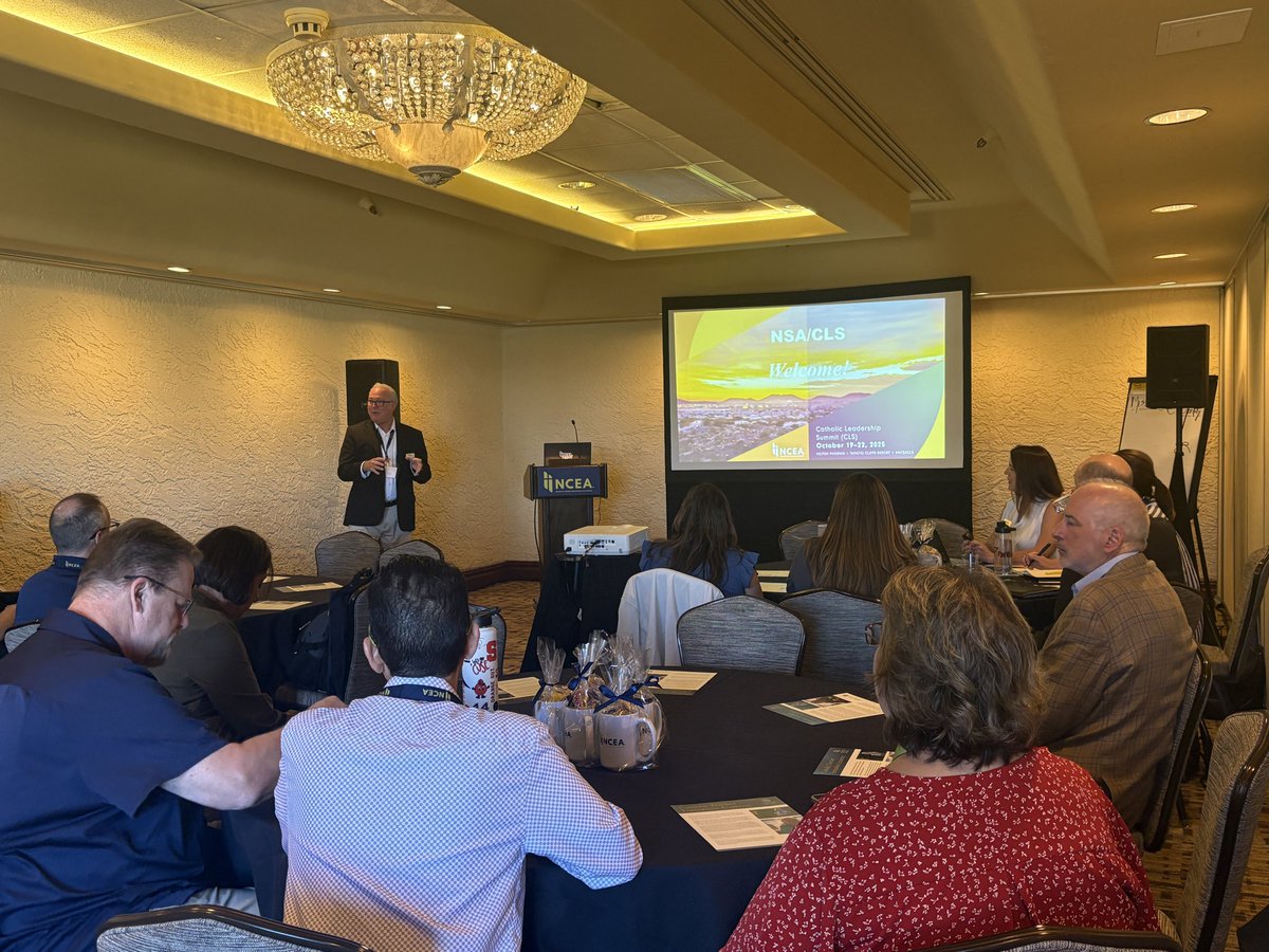 NCEATALK's tweet photo. #NCEACLS kicks off with the New Superintendents Academy! Please pray for our newest leaders in Catholic education. While you’re here in Phoenix, drop by NCEA Central to pick up the latest publications and merch, and learn what’s new with your association! https://t.co/qMczKsv6v6
