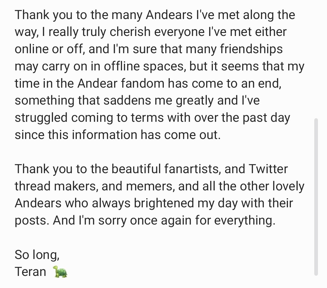 Con_Terrapin's tweet photo. Hello everyone, 

I just wanted to say sorry, and goodbye. 

I know it's a lot, but I'd appreciate it if you all took the time to read. https://t.co/Bbai4cNRU2