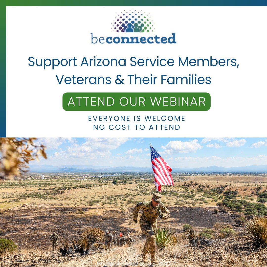 AzCoalition's tweet image. Calling all military &amp;amp; veteran supporters! Expand your skills while you learn how to assist Arizona’s military community &amp;amp; veteran community. Attend our Apr 30 webinar. All are welcome &amp;amp; there is no cost to attend. Sign up today! 👉 connectveterans.org/welcome-traini… #AZVeterans