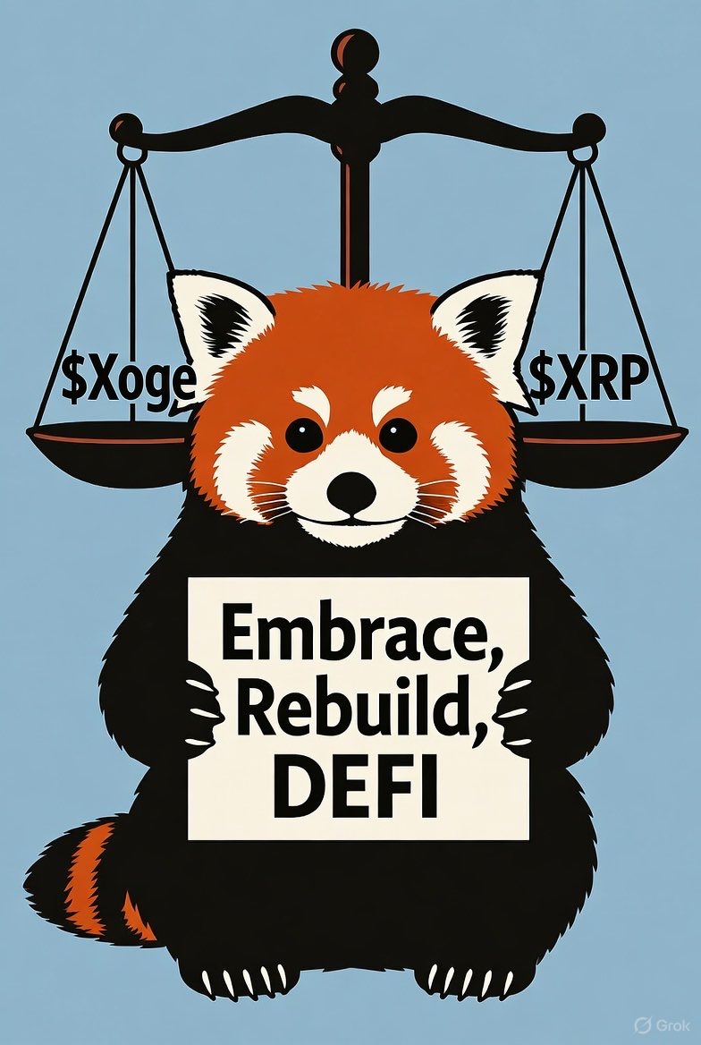 Saw a sign today made me think of this: 

$Xoge / $XRP

Embrace, Rebuild, Defi.