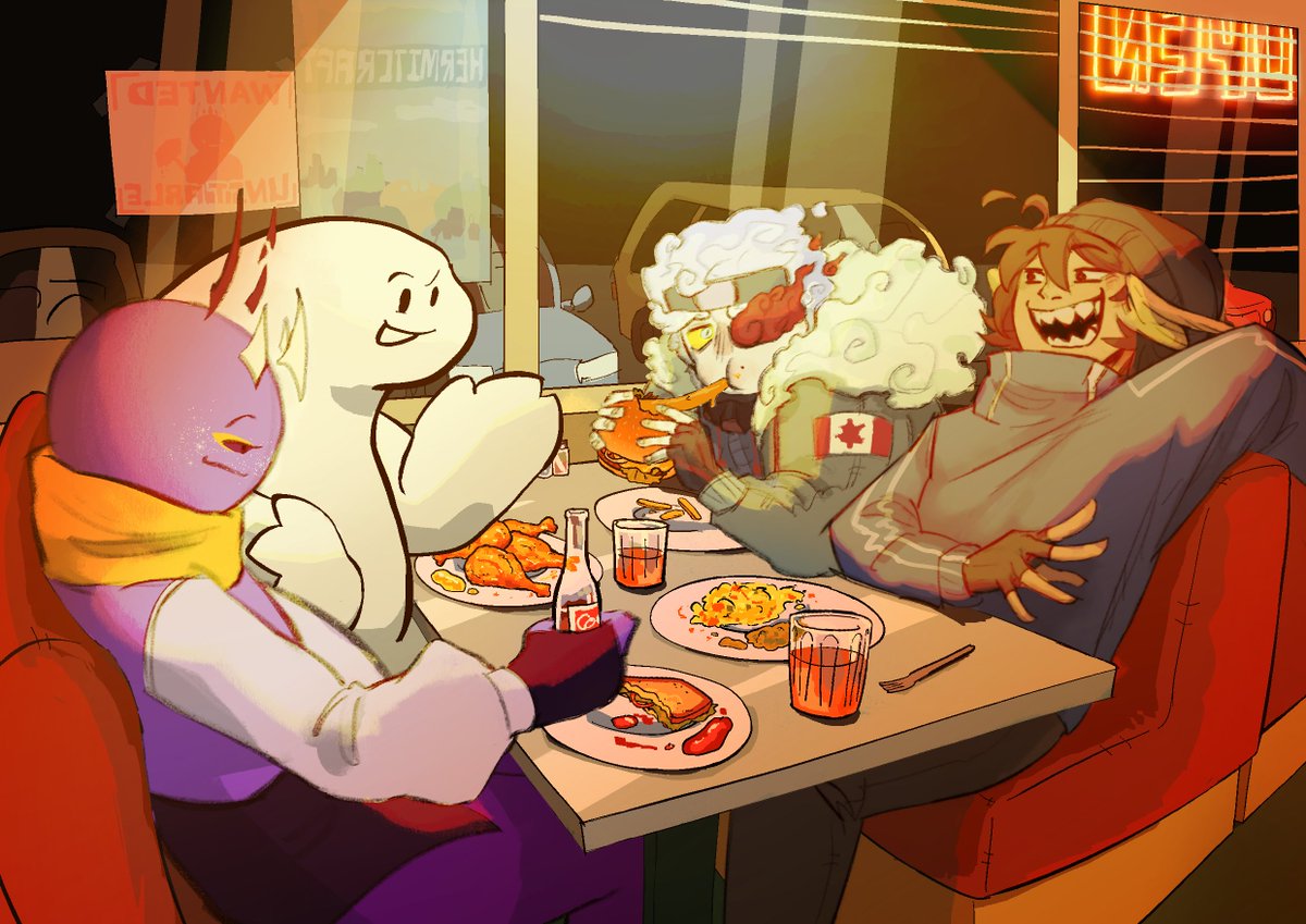 Dinner with the hoomies

#wemmbufanart #saparatafanart #ethoslabfanart #quackityfanart