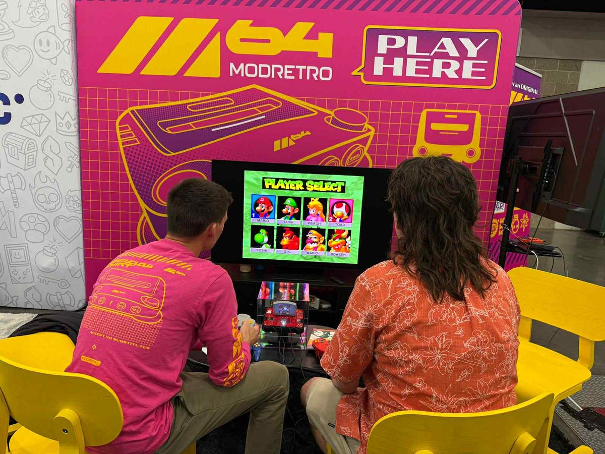 PalmerLuckey's tweet image. If you want to check out the @ModRetro M64, come by booth 601 at @RetroGamingExpo! We are showing live gameplay for the first time and taking on all challengers in Mario Kart 64 and Goldeneye 007.
