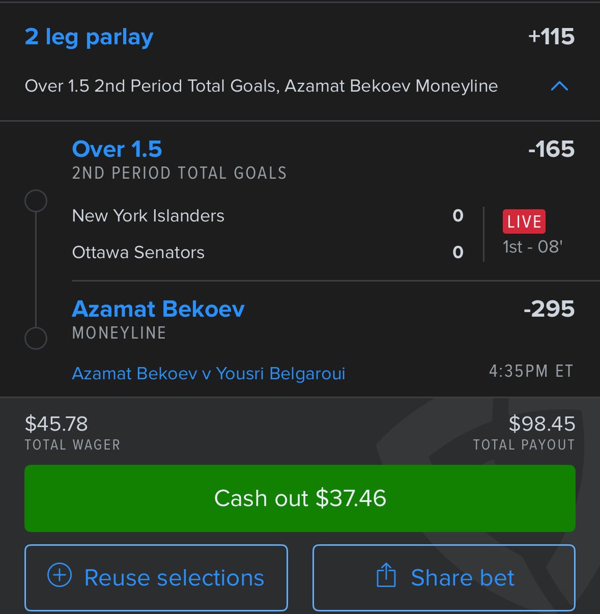 flexprops's tweet image. Bet 3 +115 

NHL
🏒Islanders vs Senators 
🍀 Over 1.5 2nd Period Goals +

UFC
🥋Azamat Bekoev v Yousri Belgaroui
🍀 Azamat Bekoev ML 

🔗 Check out my bet on FanDuel Sportsbook! 
 account.sportsbook.fanduel.com/sportsbook/add…

When this hit get in VIP 🤞🏽✅