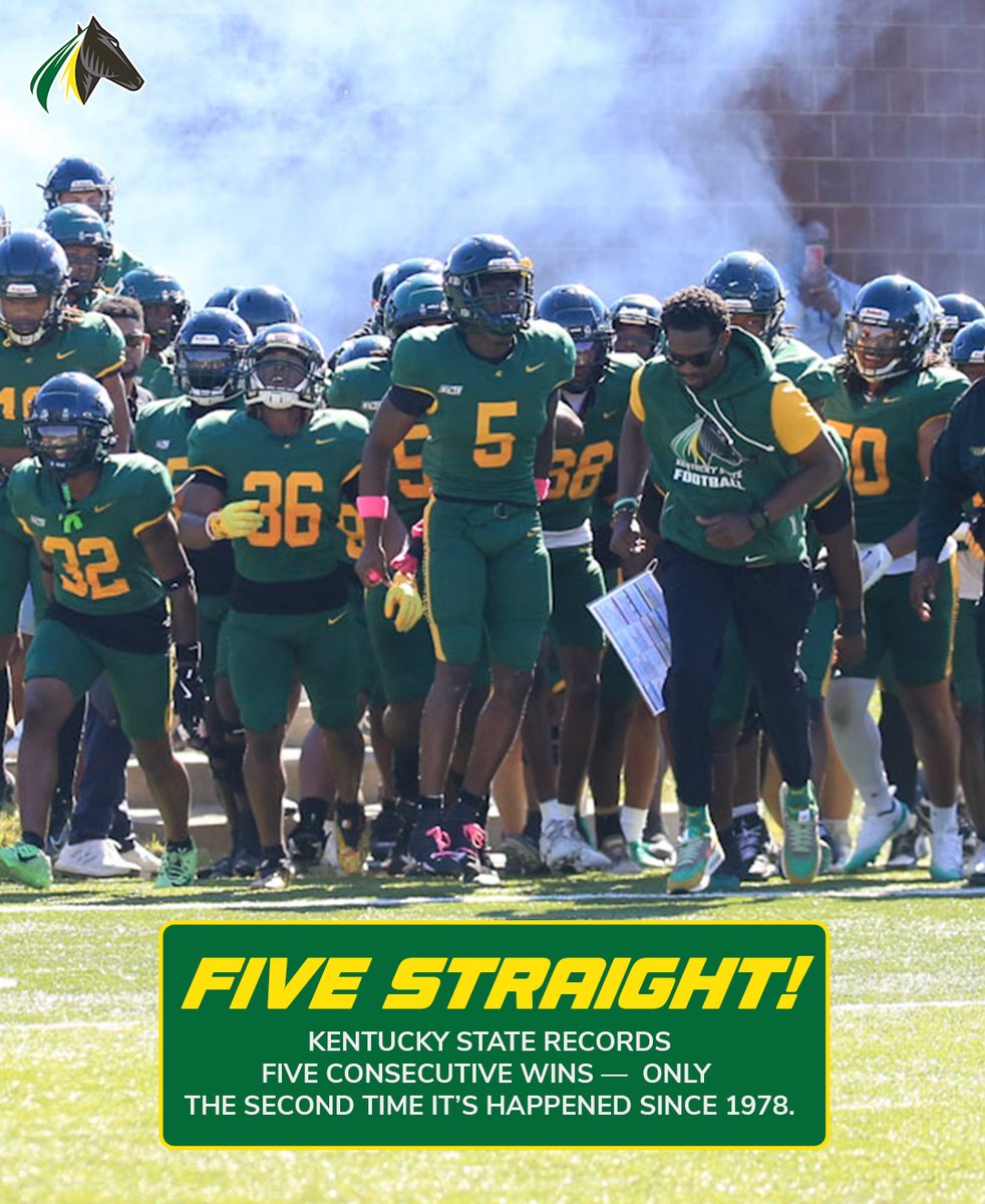 FB | For only the second time since 1978, Kentucky State has rattled off five straight wins. History in the making.

#KSUFB
