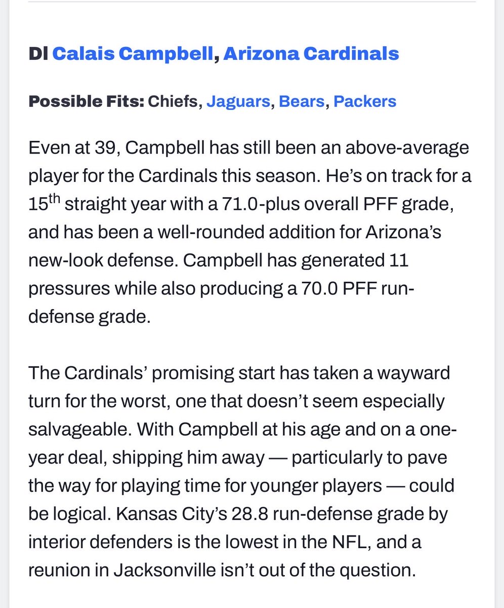 JVillainsPod's tweet photo. I want Calais Campbell home, 

I want him finish his career here like he should have in the first place 

He’s exactly what we need at the right time! 

People said he’s old and he’s still at the top of his game

BRING HIM HOME https://t.co/9XSLTPtV4c