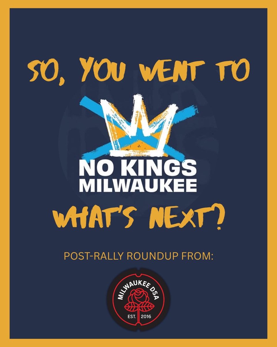 mkedsa's tweet image. Did you go to #NoKings today? Want to get involved locally? #JoinDSA today!