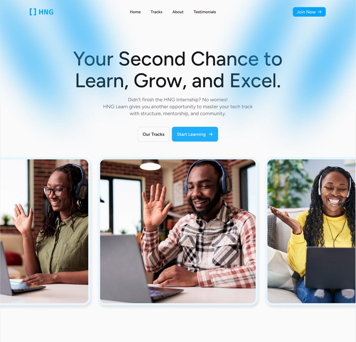 Ismaildesignss's tweet image. Designed a visually compelling E-learning landing page for HNG Tech ✨
