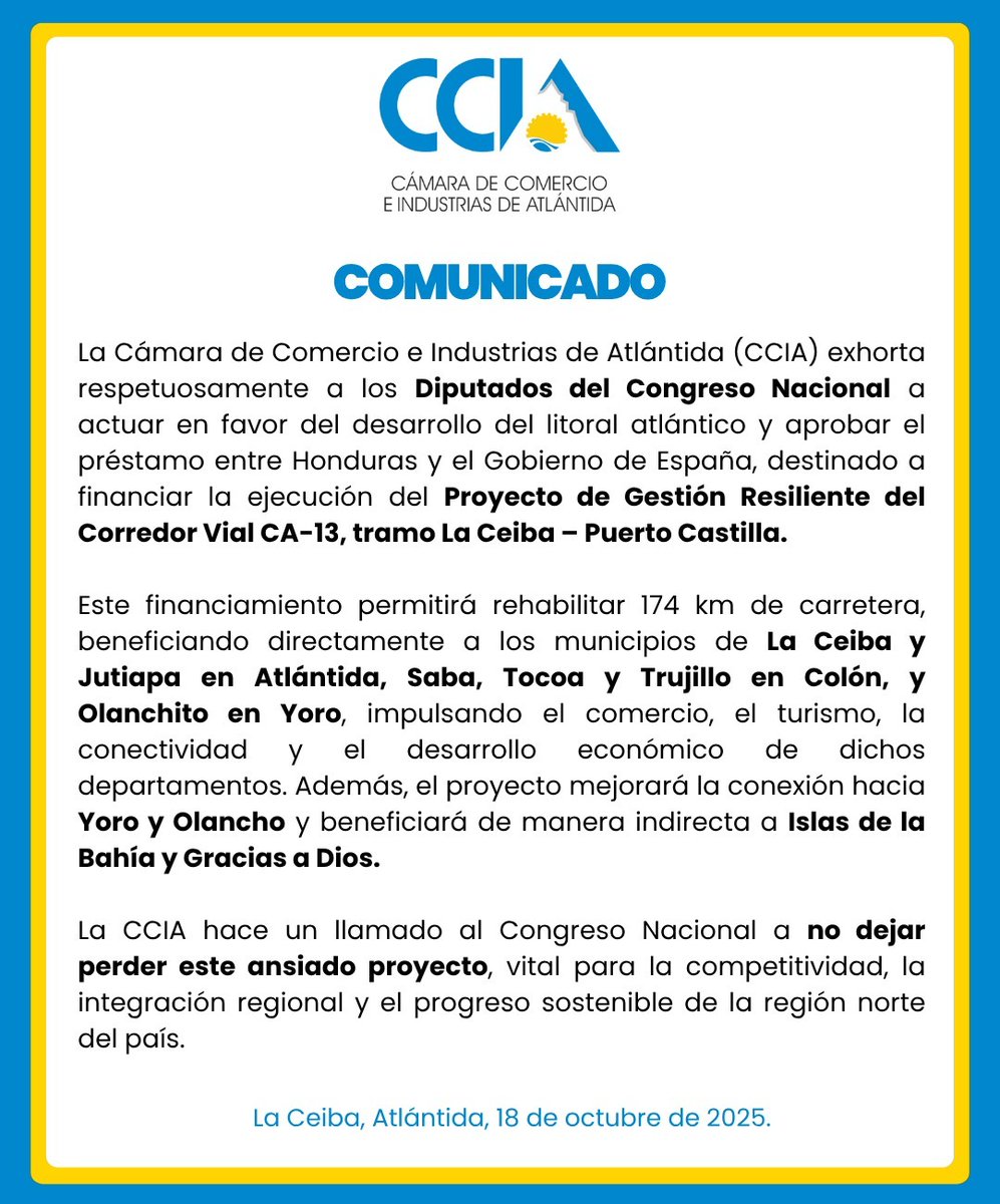 Cámara de Comercio e Industrias de Atlántida tweet media