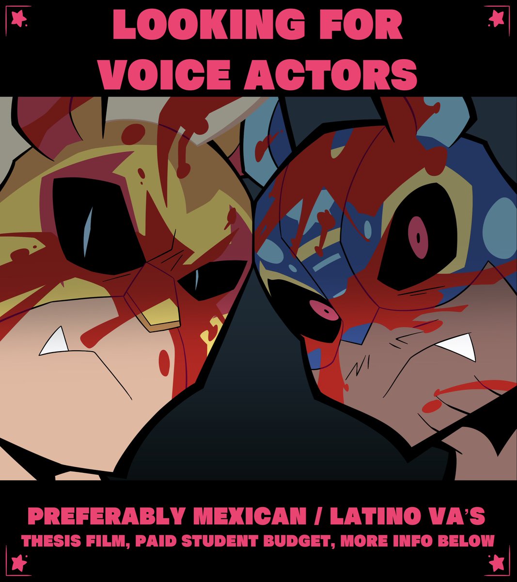 Javigameboy's tweet image. LOOKING FOR VOICE ACTORS ‼️‼️

Need some macho man voices for my lead characters for my student thesis film, application and info below❗️