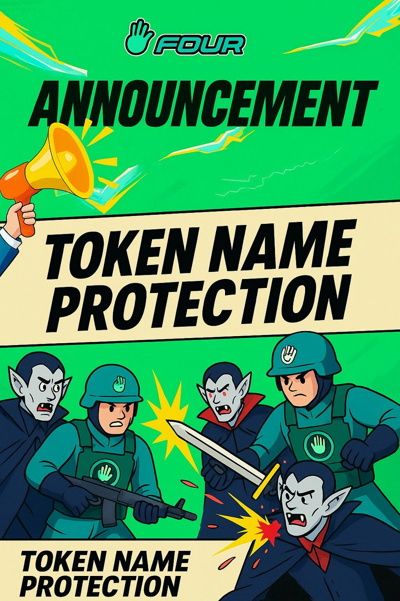 NO MORE COPYCATS 🙌🏻

Fourmeme is introducing "Token Name Protection" when a token hits 100 holders, It’s name &amp; ticker are locked for 72 hours across all modes. 

No more copycats, no more confusion. A fairer trading environment for everyone.

This is going to make meme coin