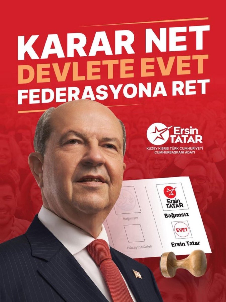 Karar net: <a href="/ErsinrTatar/">Ersin Tatar</a> 
Kıbrıs Türk’tür,Türk’ün yurdudur.
Her zaman da böyle kalacaktır.
Karar Net
Devlete EVET
#KKTC