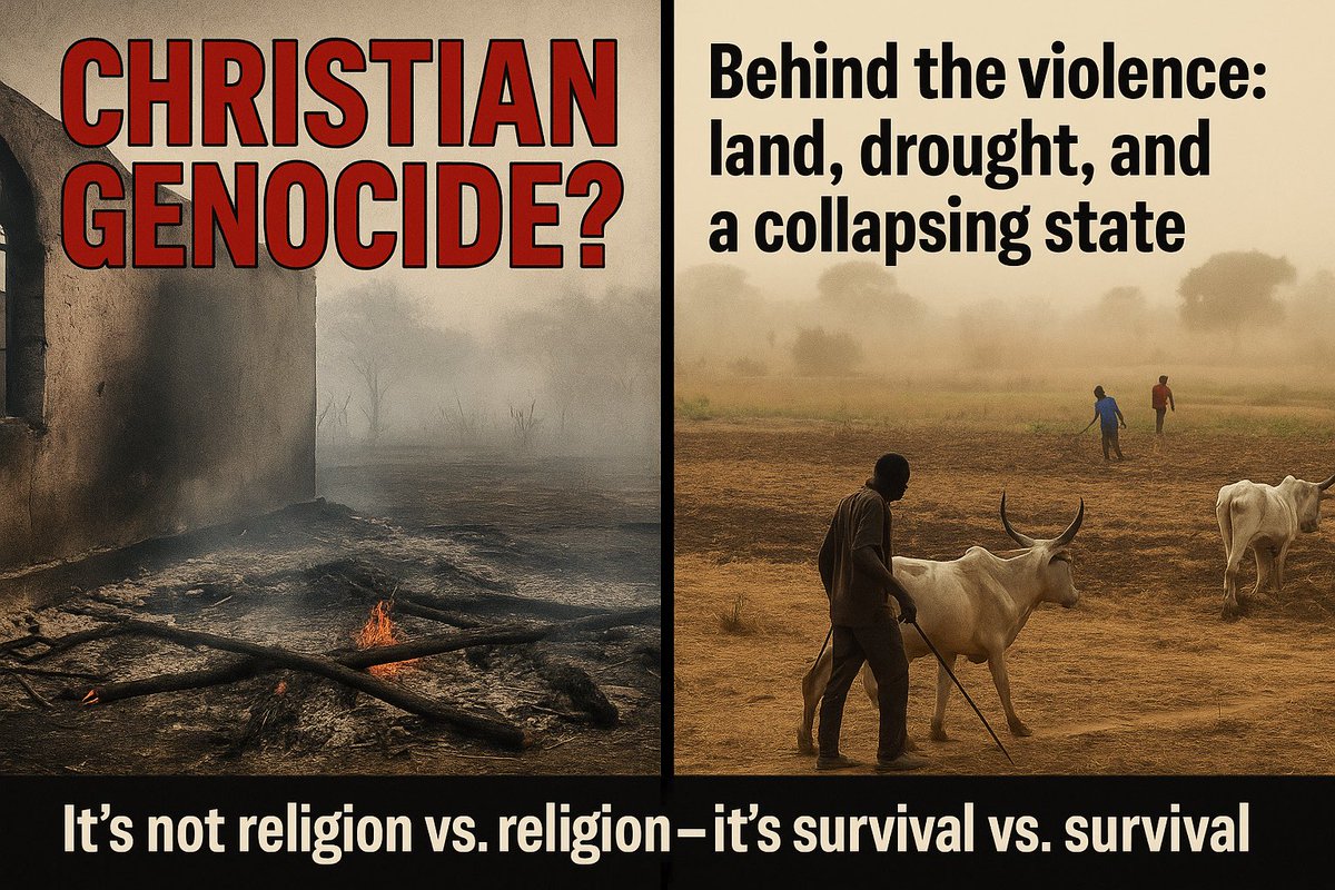 AlexanderLiveX's tweet photo. 😩 NO, BULLSHIT! We are being told a fake story.. A story in which Nigeria is nothing more than a Muslim attack on Christians. A religious genocide, supposedly fuelled directly by the Koran. A story that is eagerly repeated in neo-conservative circles: "See, Islam is evil."

But anyone who looks at Nigeria sees a very different picture.

Nigeria is not a simple two-part country of Muslims and Christians. It is a country of 230 million people, with more than 250 ethnic groups and more than 500 languages. Religion there is not as we know it in the West. A Nigerian Christian may pray in church, but also wears an amulet against witchcraft. A Muslim visits the mosque, but also consults a traditional healer. The idea that we see two pure blocks here, Muslims on one side, Christians on the other, is an illusion.

The reality is harsher and more complicated. Nigeria is a state in chaos. The country is in the top 20 most fragile states in the world and ranks high on corruption lists. Almost 133 million Nigerians live in poverty. Schools are failing, hospitals are empty, jobs are non-existent. Many who survive do so through crime, drugs, prostitution, gangs. And where the state is absent, weapons like guns, knifes, etc reign supreme.

This explains why different forms of violence are intertwined. Yes, there are jihadists such as Boko Haram (the militant Islamist sect from northeastern Nigeria allegedly responsible for a christian genocide) who sow ‘religious’ terror. But that is only one layer. In the north-west, you see banditry: criminal networks that burn down villages and kidnap people purely for ransom. In the Middle Belt, you see farmers and Fulani herders slaughtering each other, not because the Koran or the Bible says so, but because the soil is drying up, the cattle can no longer find grass and the boundaries between agriculture and livestock farming are blurring.

And who are the victims? Not just Christians. Not just Muslims. Everyone. In Plateau State, in Benue, in Kaduna: entire villages are disappearing. Farmers, herders, mosques, churches, everything is affected. In 2018, farmer-herder conflicts were even deadlier than the attacks by Boko Haram:

Boko Haram / ISWAP Insurgency:
1700 – 2000

Farmer–Herder Clashes:
1800 – 2100

The fact, and my point, is: Nigeria is a failing state where weapons from Libya and the Sahel circulate freely, where 3.9 million people are displaced, where the rule of law is absent. Religion is not a driving force there. Also, there are foreign influences, one which, i stumbled upon while doing some research, is very interesting; Boko Haram drew on transnational jihadist networks, al-Qaeda, ISIS, that provided ideology, training, and funding, and we know who is behind these groups, don’t we? 🇺🇸🇮🇱

The violence is primarily the product of poverty, population pressure, corruption and the total absence of order.

And that is why it is misleading to reduce Nigeria to a religious genocide. It is not a jihadist campaign, it is chaos. A chaos in which religious language is used, but in which the causes lie much deeper: in failing governance, in people with a lack of cognitive discipline, in land conflicts, in crime, in despair, etc.

So: i’m not a muslim by any means, but i want to prevent that politicians leverage this narrative to engineer consent for a military intervention.

the evidence that Islam is inherently evil does not lie in Nigeria. The evidence that a society without the rule of law, without order and without institutions inevitably descends into violence, that is what lies there.