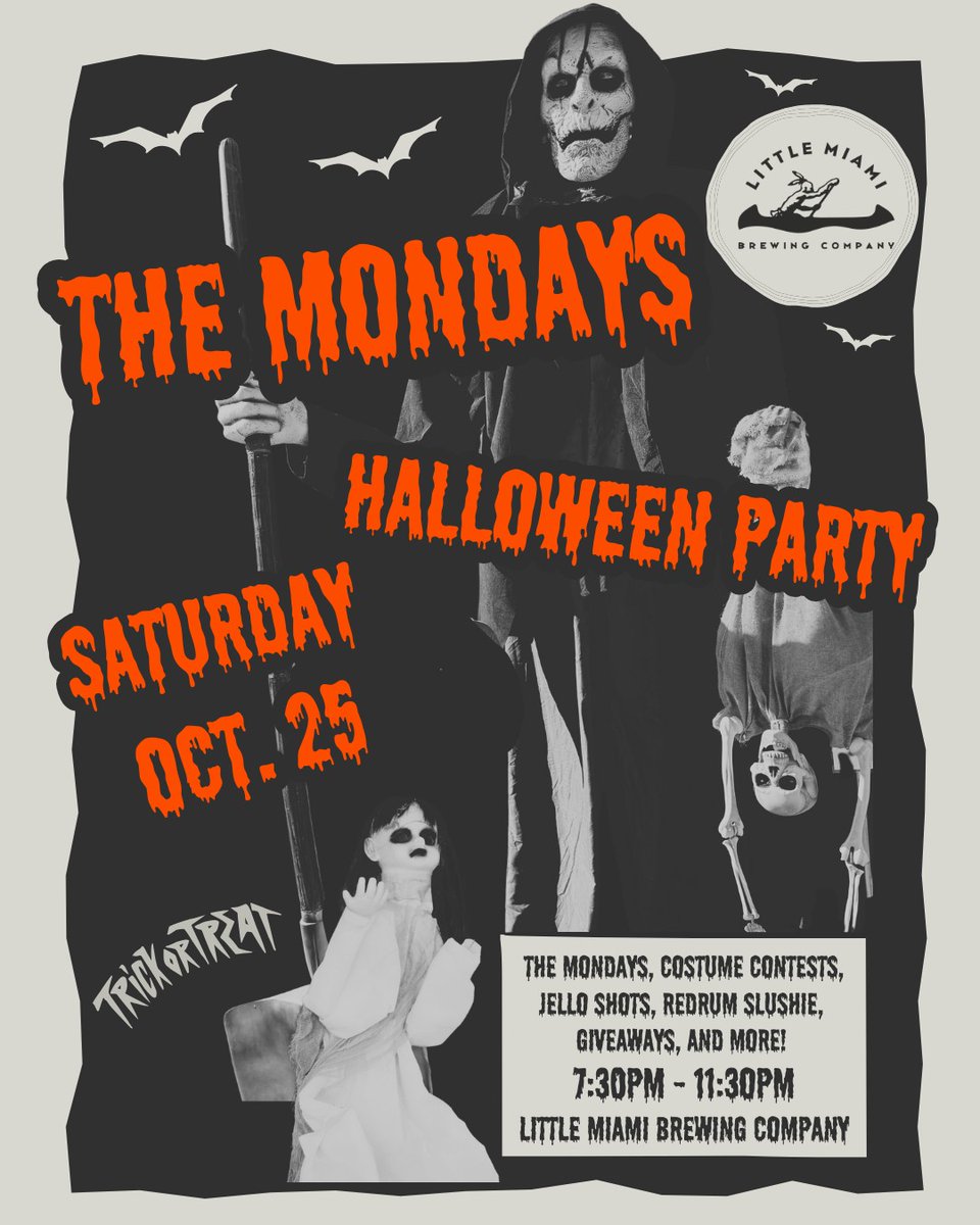 👻 ONE WEEK AWAY! 👻 

Put on your spookiest costume and join us for a frightfully fun Halloween night on Saturday, October 25th at our Halloween Party!

🕸️ Hauntingly fantastic music with The Mondays from 7:30pm-11:30pm
🧛🏻‍♂️ Prizes for best Individual, Couples, and Group Halloween