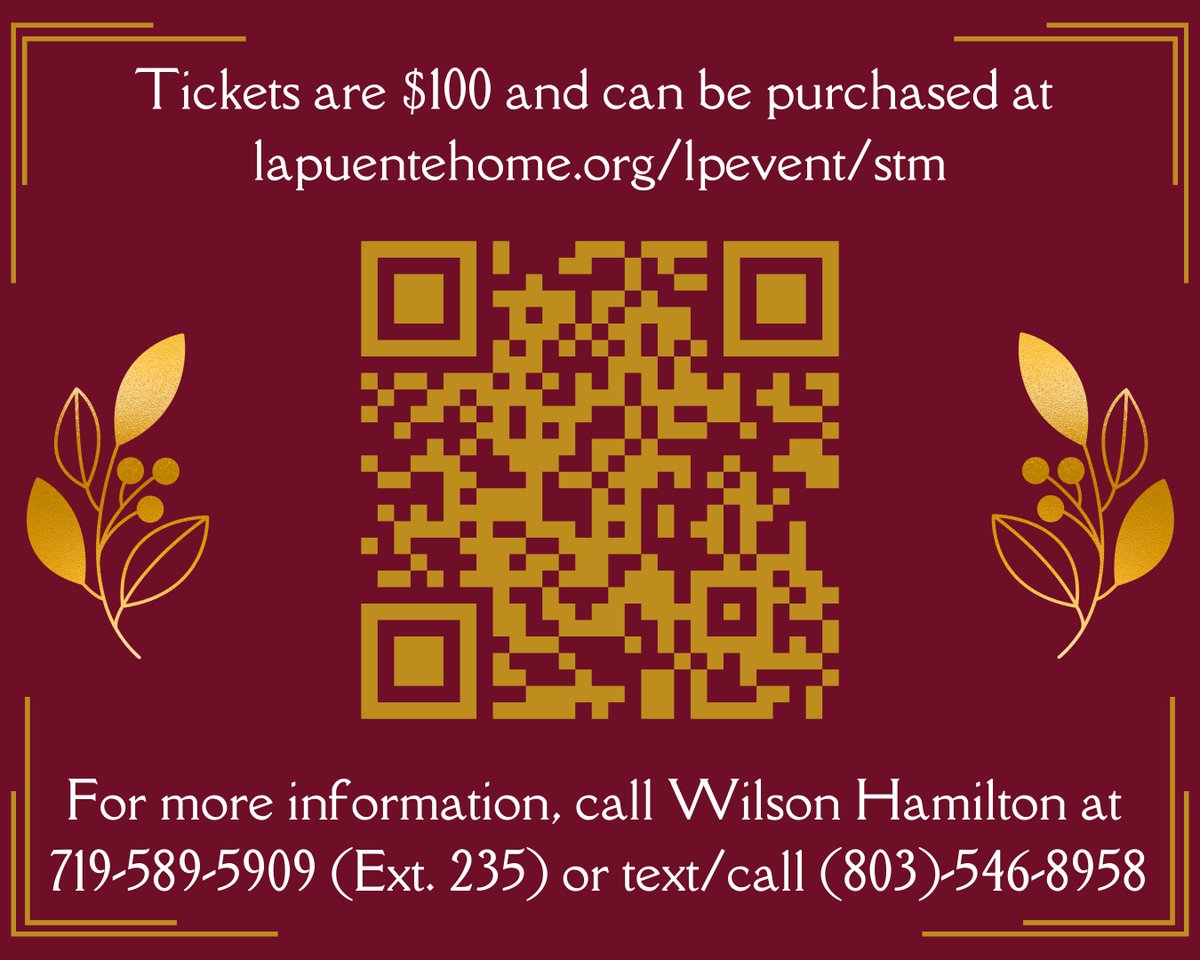 SAVE THE DATE!
This year's Share The Magic Gala will be on Saturday, December 6th, starting at 6 pm🥂

Tickets are now on sale! Click the link below ⬇️ to purchase
lapuentehome.org/lpevent/stm/

or contact Wilson at 719-589-5909 (Ext. 235) for more info
#LaPuenteHome #ShareTheMagic2025
