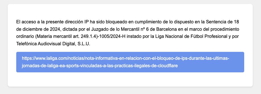 alexaliagasec's tweet image. Hoy me he cruzado con otra web bloqueada por #laligagate aisstream.io