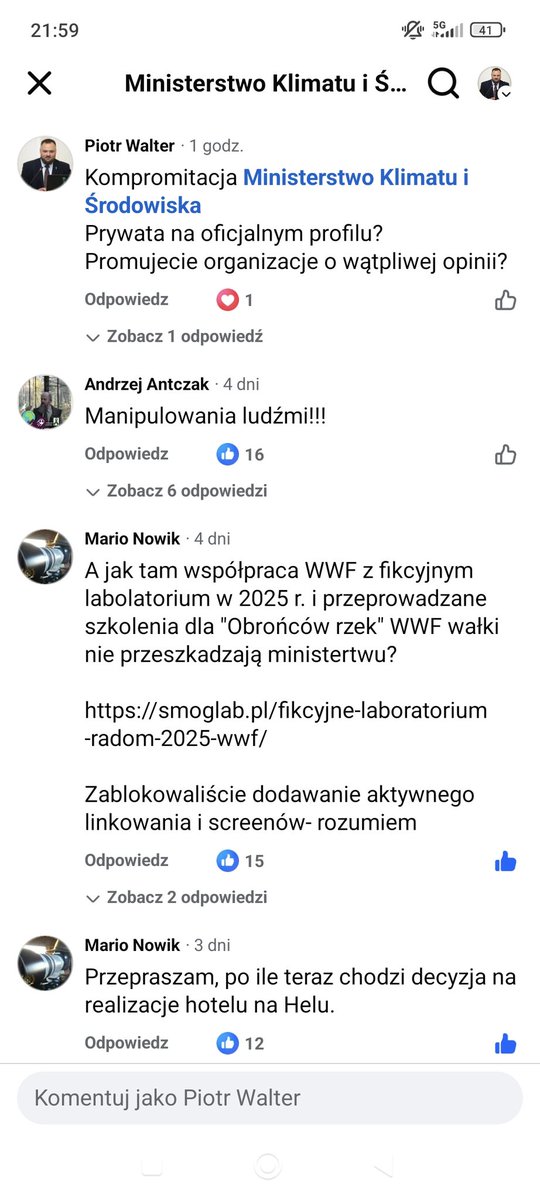 Ministerstwo Klimatu i Środowiska jak zwykle kulą w płot. 
Teraz promują na oficjalnym profilu NGOsy własnych pracowników XD.
Ministerstwo obsadzili ludzie Greenpeace i WWF. Nie na darmo K. Jagiełło z Greenpeace wstąpiła tuż przed kampanią do P2050.