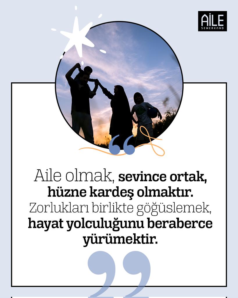 "Aile olmak, sevince ortak, hüzne kardeş olmaktır. Zorlukları birlikte göğüslemek, hayat yolculuğunu beraberce yürümektir."

Semerkand Aile, Ekim 2025

#semerkandaile #aileolmak #semerkand #dergi