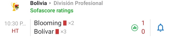 یک شب کاملااااااا عادی در لیگ فوتبال بولیوی

پنج اخراجی تنها در نیمه اول

#فوتبال