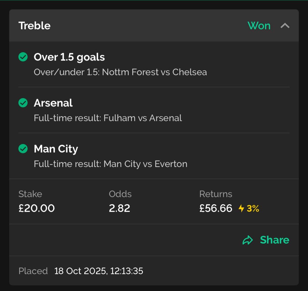 BOOOOOOOOM LEG 1🔥🔥🔥

£25-£56.66🎉

That’s now your FREE £40 UNLOCKED😎

If you missed leg 1 and missed your FREE BETS… sign up below ready for leg 2 tomorrow❤️

Claim FREE £40 HERE
👉 shorturl.at/uZkAo

18+ begambleaware