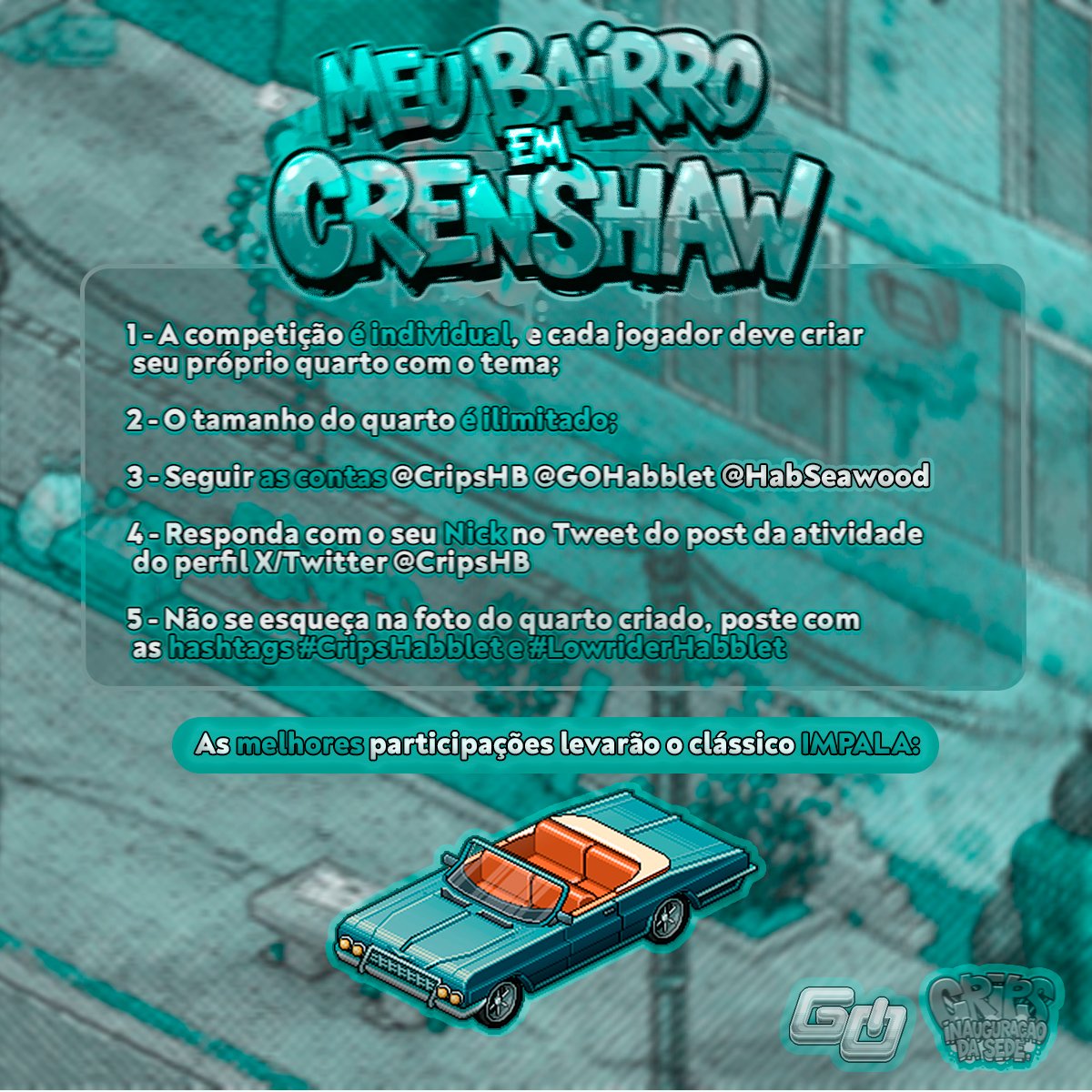 Olá comunidade! Deseja garantir um mobi exclusivo "Impala Clássico"  Leia as informações abaixo e participe da nossa atividade! 🚙 

#CripsHabblet #LowriderHabblet