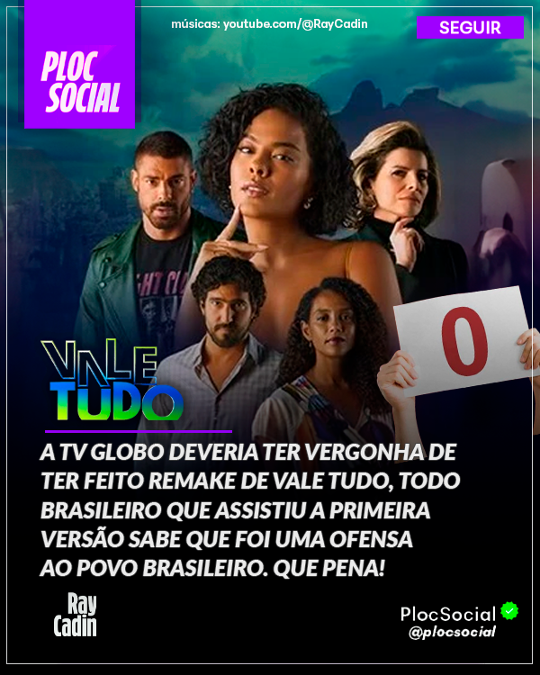 🚨 VALE TUDO (NOTA 0) A Globo devia ter vergonha de fazer o remake de Vale Tudo. Quem viu a original sabe: foi uma ofensa ao povo brasileiro. Manuela Dias apagou a política, cortou dramas e entregou um produto que parece série esquecida da Netflix: ruim e sem alma. 📷#valetudo