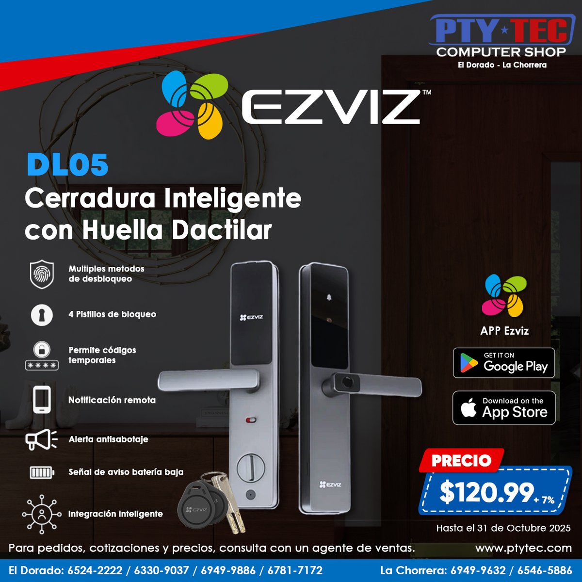 ptytec_computer's tweet image. 🔐Ezviz DL05: seguridad y estilo en una sola cerradura. Accede con huella, código, app o llave. Control remoto, alarma y diseño resistente.
¡Tu puerta, más inteligente!

Más info: ptytec.com/product/14472

#Ptyteccomputershop #ptytec #EzvizDL05 #SmartLock #ptytec #HogarSeguro
