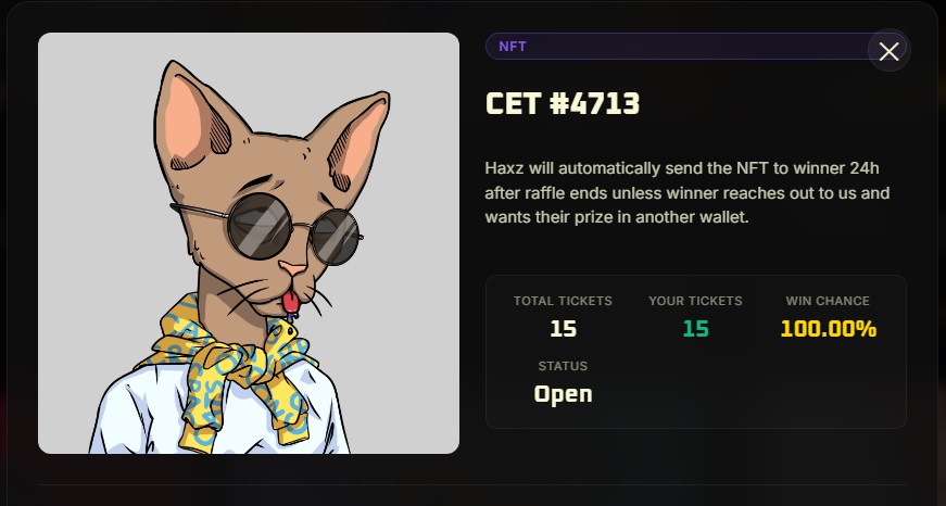 Another raffles in <a href="/Haxz_xyz/">Haxz</a> wish me luck guys.