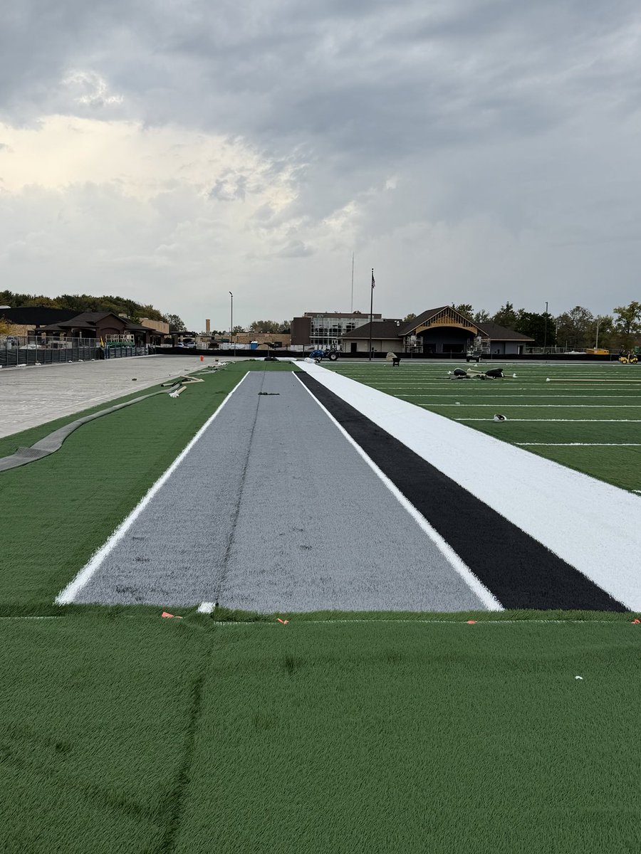 cminutemen's tweet image. Turf installation continues to progress at Jake Field!