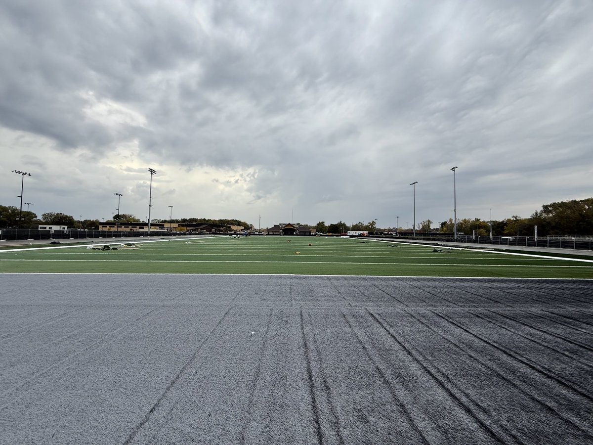 cminutemen's tweet image. Turf installation continues to progress at Jake Field!
