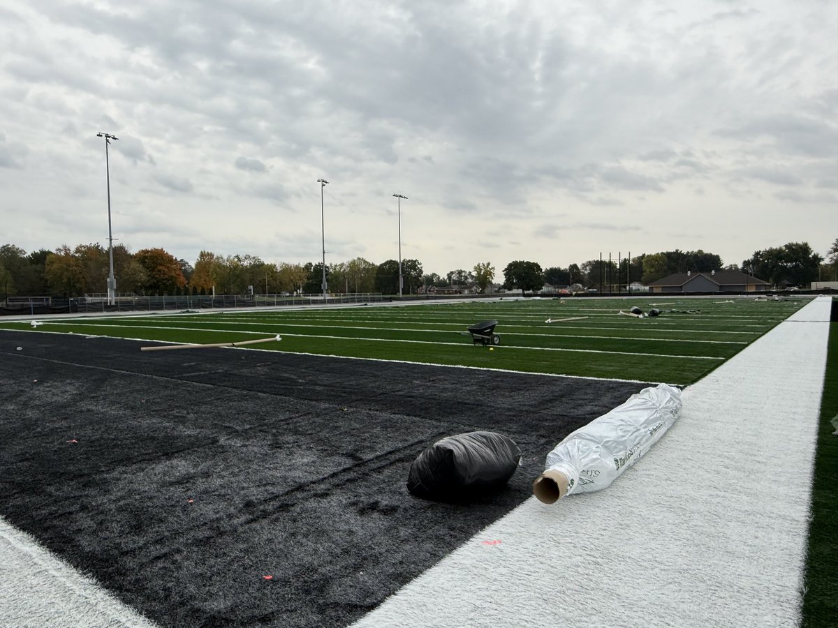 cminutemen's tweet image. Turf installation continues to progress at Jake Field!