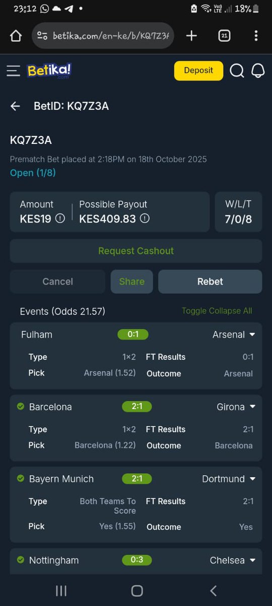 Mambo ya Betika ni ngumu hii ni kama wanataka kuchange  hii ya Arsenal na bet ishaingiana🤔