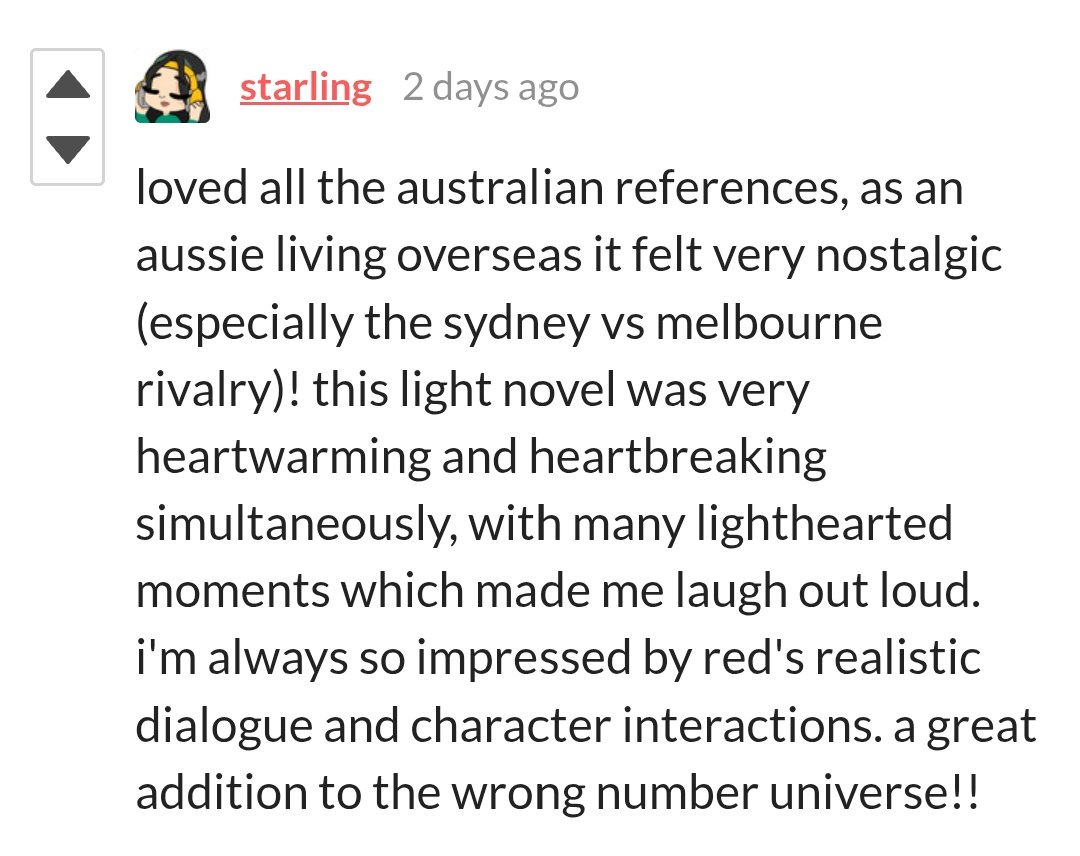 WitPop's tweet image. It's not #ThankTheFansThursday but I wanted to share this amazing kind comment from @starlingoboe.itch.io who recently won my #Just69cmBetweenUs Discord giveaway.

Thank you Starling! 

Check the book out on itchio witpop.itch.io/just-69cm-betw…

Join my Discord discord.gg/VWFW8sWbCU