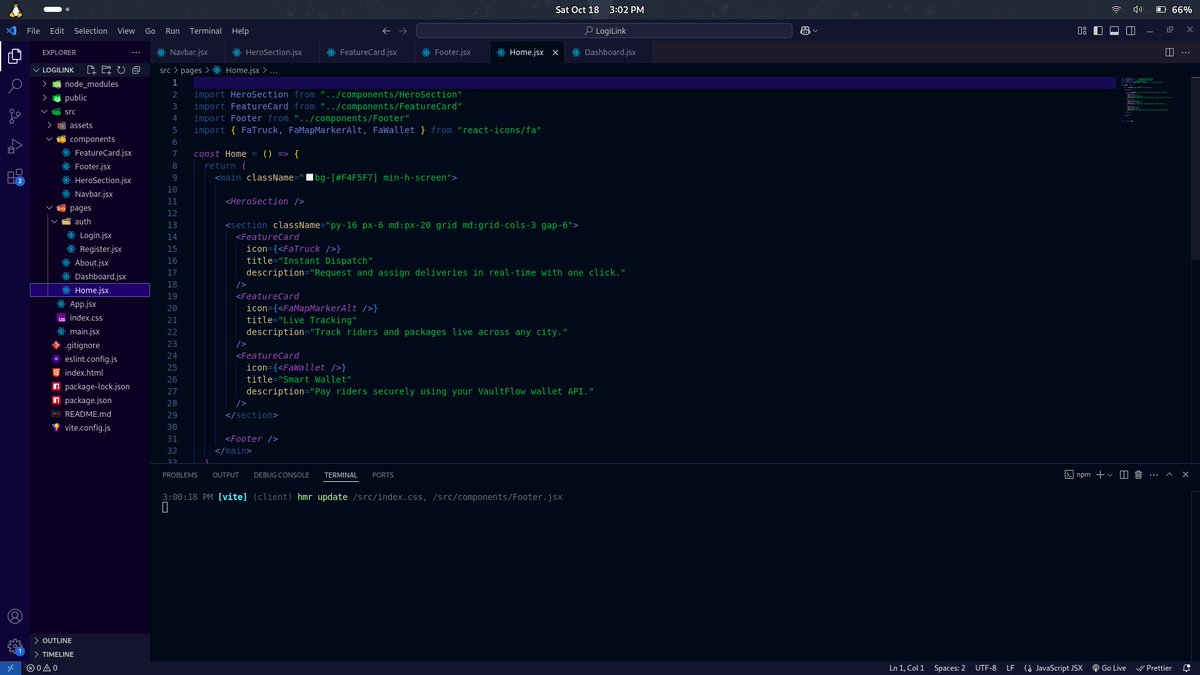 EdwrdKiNG's tweet image. The First Line of Code

Started LogiLink today :: a logistics platform built for Africa’s movement challenges.Because fintech moves money, but who’s building the systems that move goods?#BuildInPublic #ReactDev #KingStudio”
