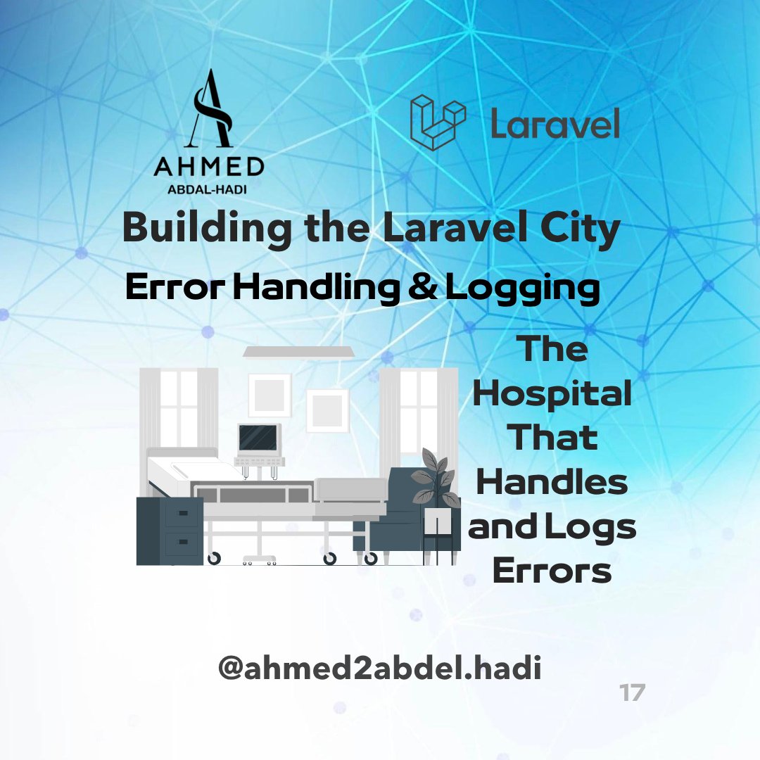 ahmed2abdalhadi's tweet image. 🌆 Building the Laravel City – Hospital: Error Handling & Logging catch and treat problems like a hospital. Logs record issues, debugging fixes them, keeping your Laravel city resilient, safe, and running smoothly. #Laravel #ErrorHandling #Logging #Debugging