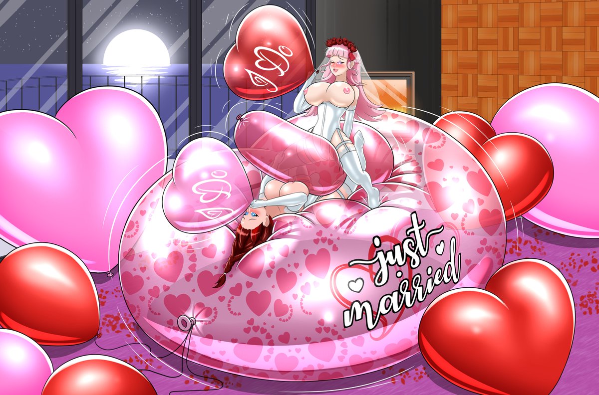 [COM] Looner Brides' Honeymoon

After the ceremony and being happily married, Fraise and Keiko will enjoy their honeymoon in the best way possible for a looner couple ;3 💍🎈👩‍❤️‍💋‍👩

Thanks to <a href="/BalloonsLover/">Fraise and Skye, Looner Sisters</a> for this ;3 Fraise (Pink hair) belongs to him

Keiko it's my OC