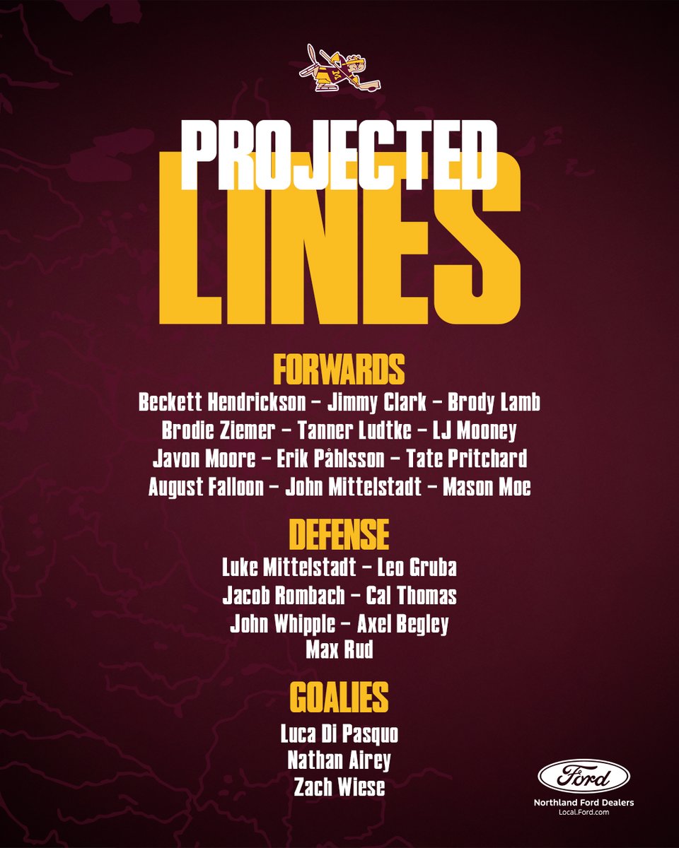 GopherHockey's tweet image. Check out the lines for tonight&apos;s series finale ⤵