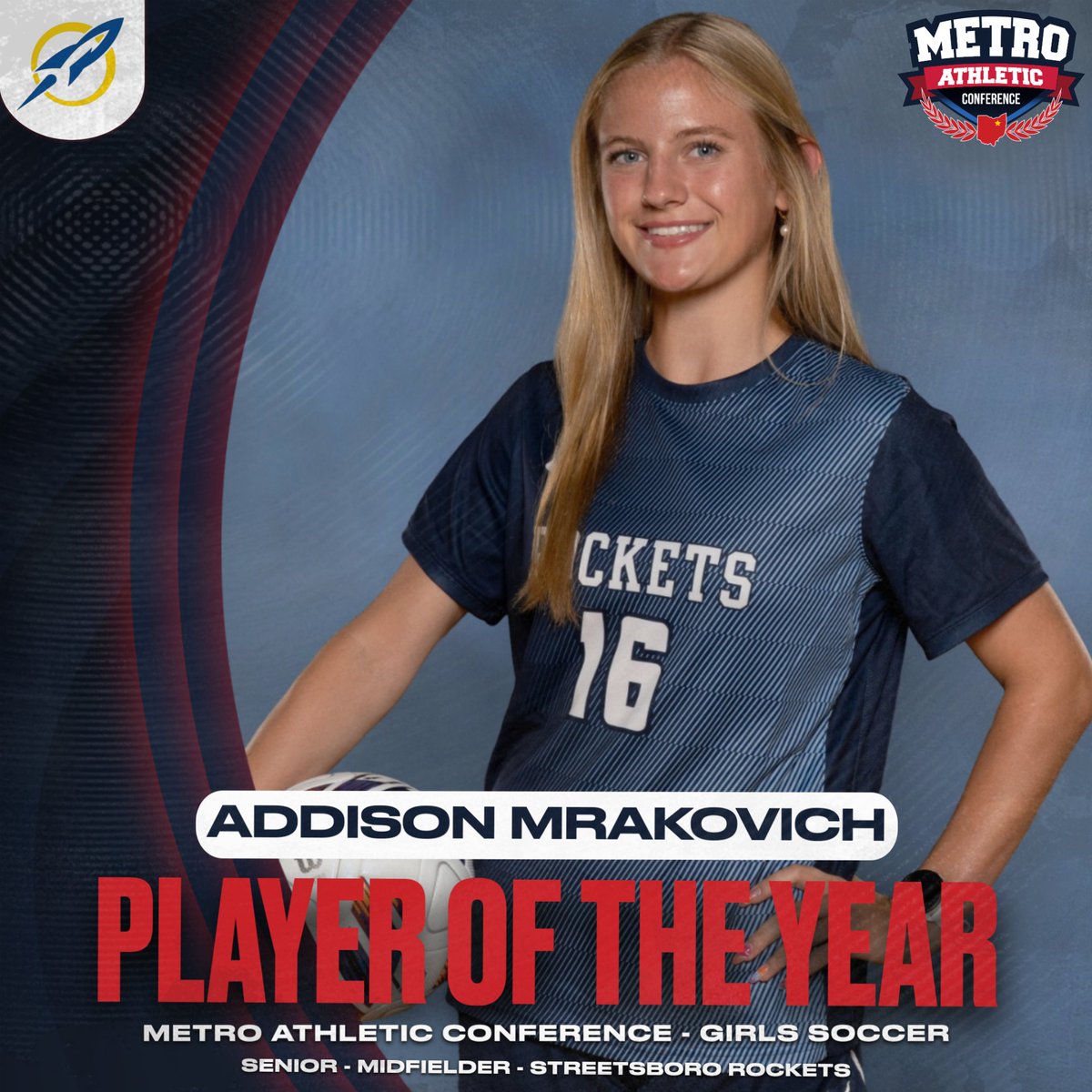 Congratulations to the All-MAC award winners for Girls Soccer! Streetsboro Senior Addison Mrakovich earned Player of the Year, helping lead the Streetsboro Rockets to their 3rd straight MAC title!
<a href="/SboroAthletics/">Streetsboro Athletics</a>